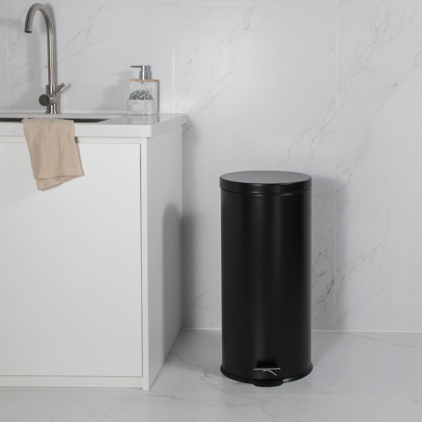 ROMA 5L + 30L STEEL PEDAL BIN COMBO SET - BLACK MATTE