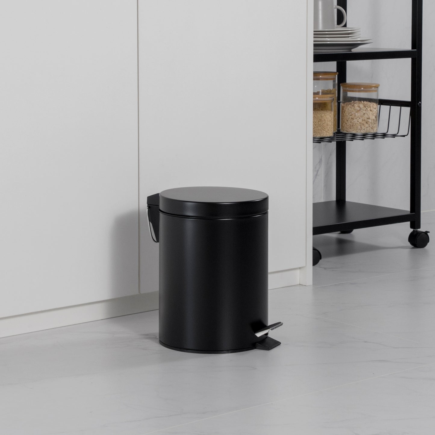 ROMA 5L + 30L STEEL PEDAL BIN COMBO SET - BLACK MATTE