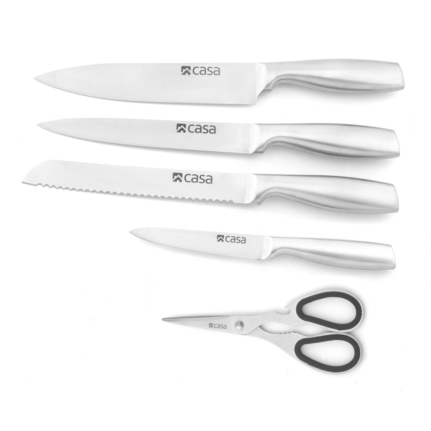 6PC KNIFE SET & BLOCK - STAINLESS STEEL - PALERMO