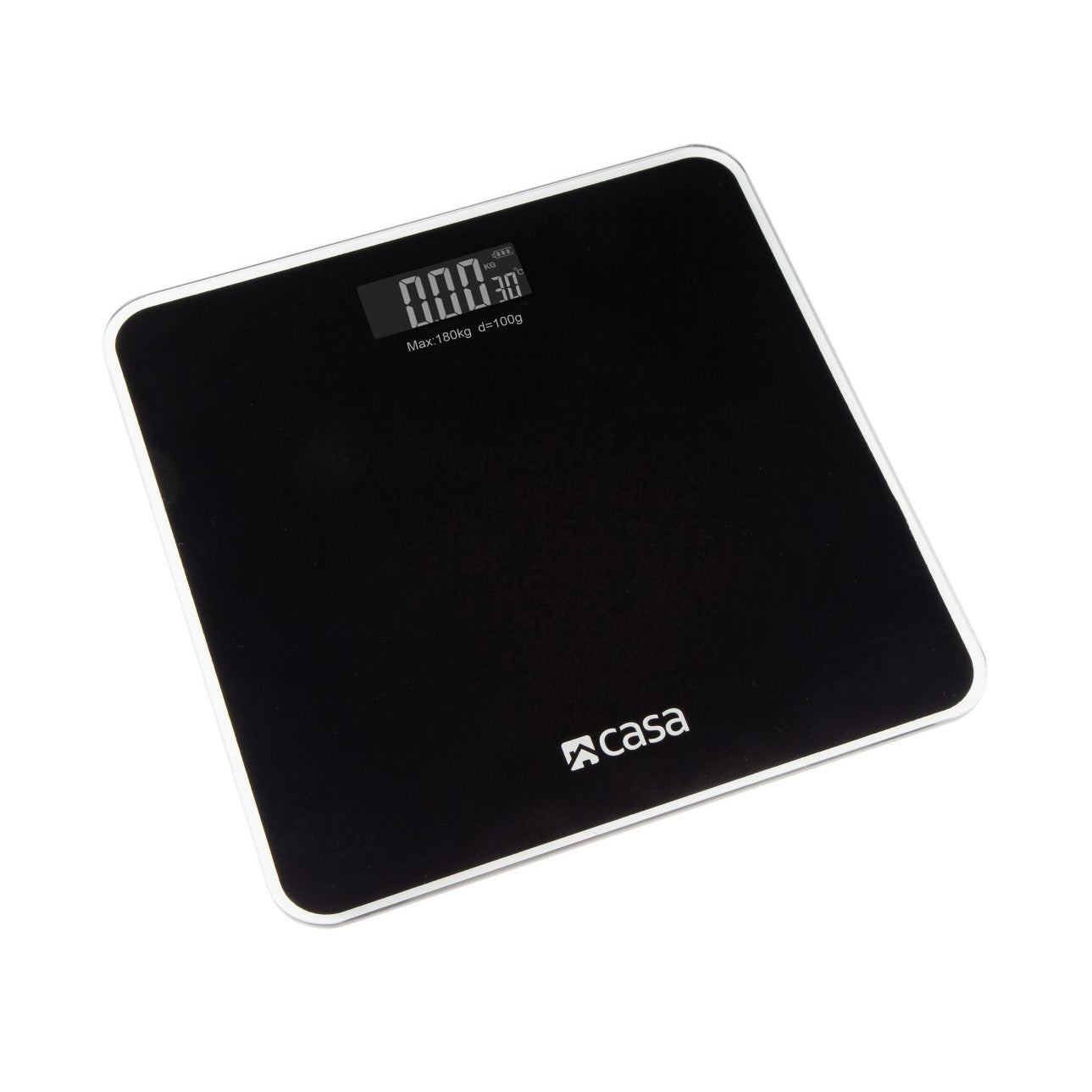 ELECTRONIC GLASS BATHROOM SCALE - ROUNDED CORNERS - NERO (BLACK)