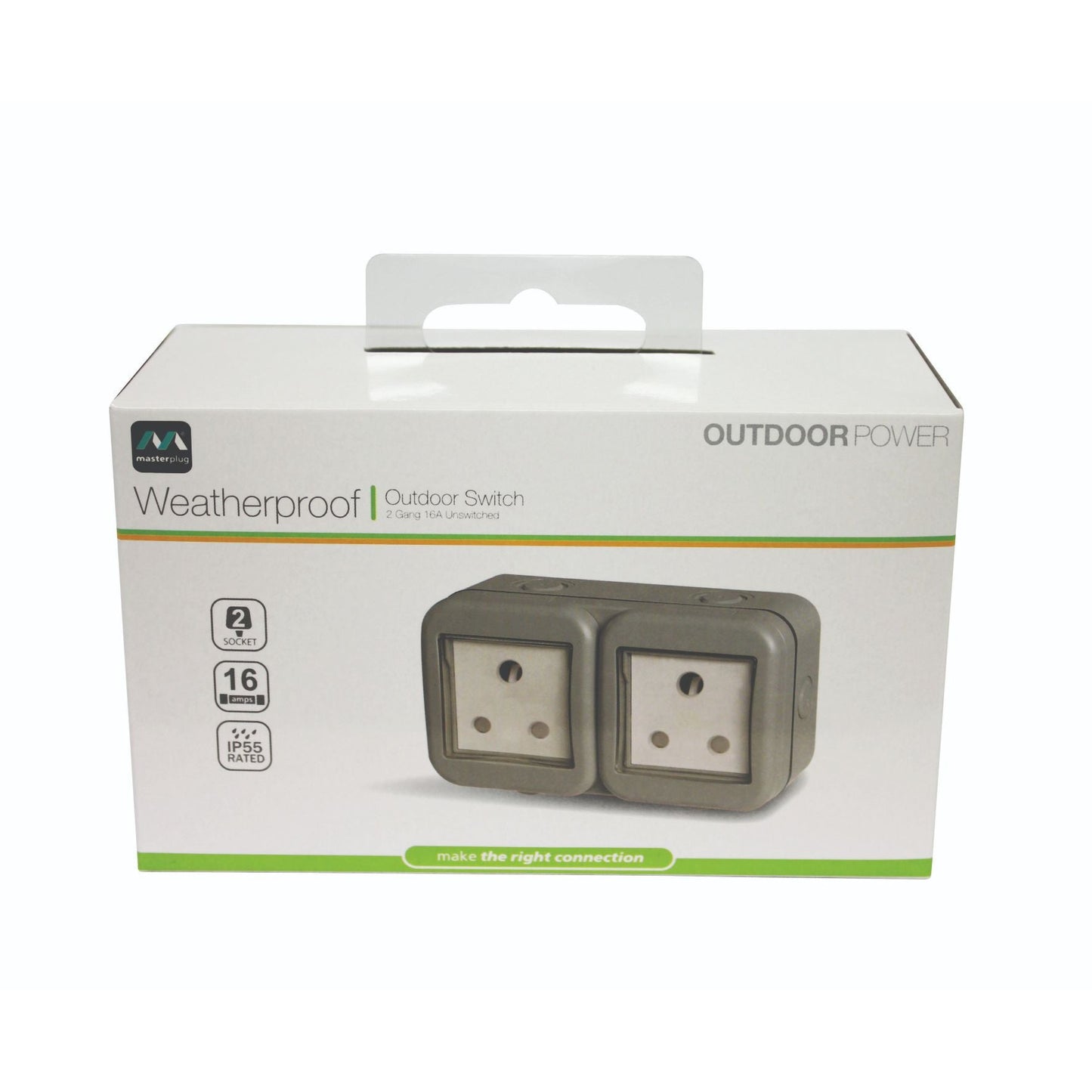 IP55 DOUBLE UNSWITCHED 16A SA OUTDOOR SOCKET (2 X 3 PIN)