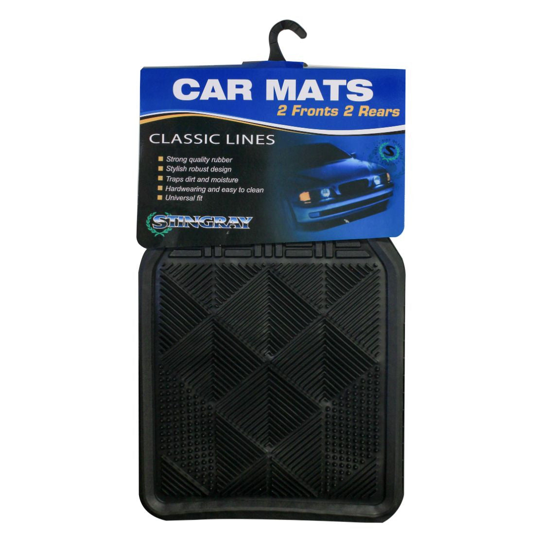 4x4 RUBBER CLASSIC 4PC FLOOR MAT SET - BLACK