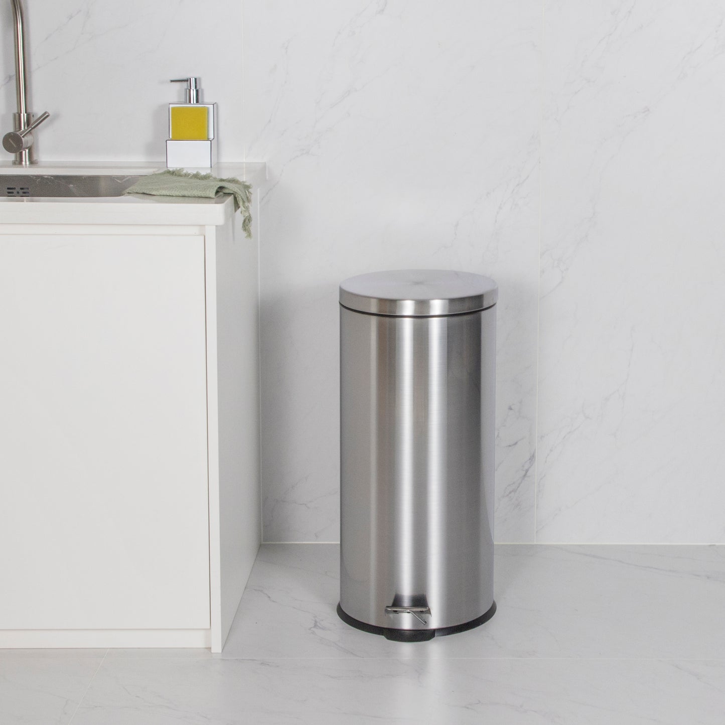 ROMA 5L + 30L S/S PEDAL BIN COMBO SET - SILVER