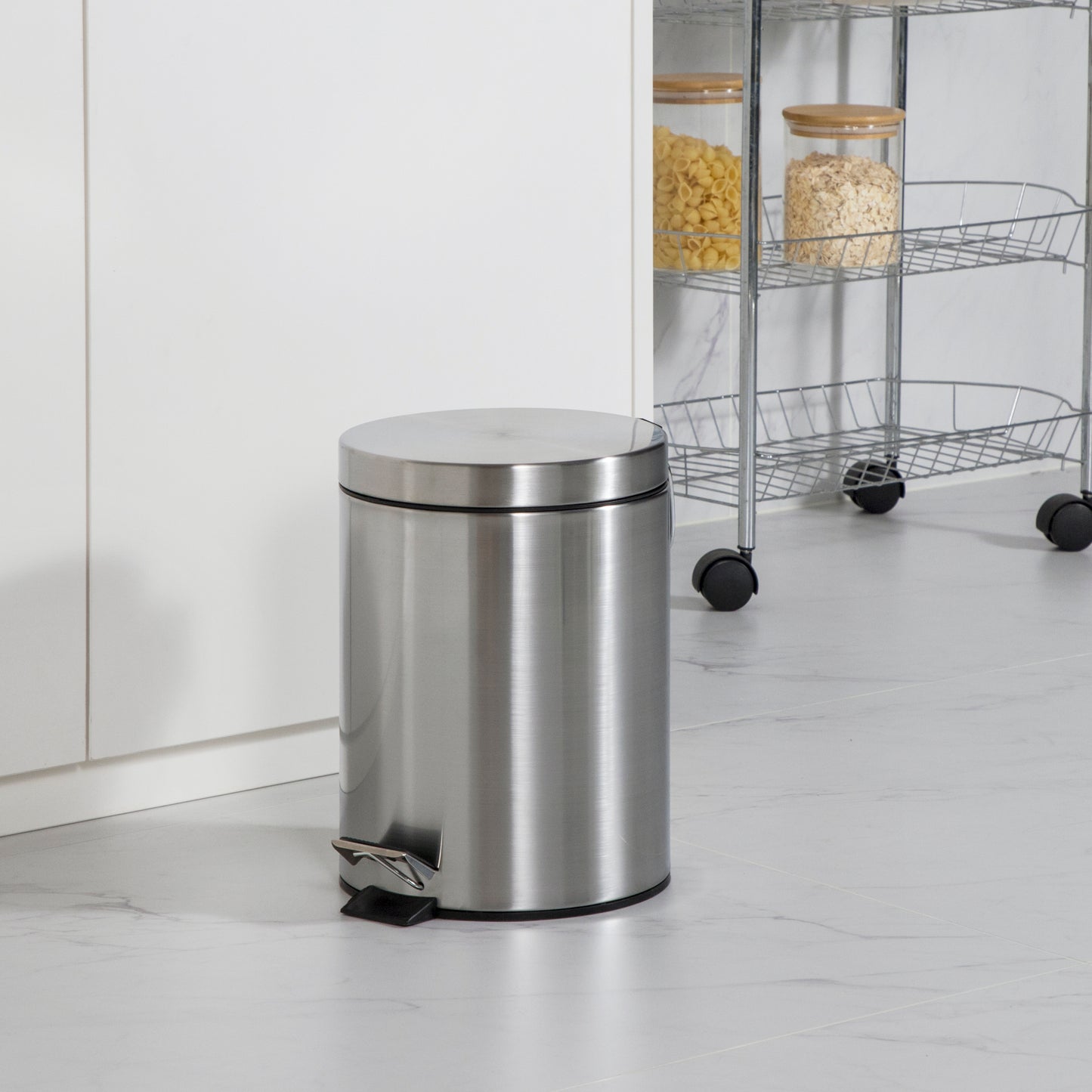 ROMA 5L S/S PEDAL BIN - SILVER