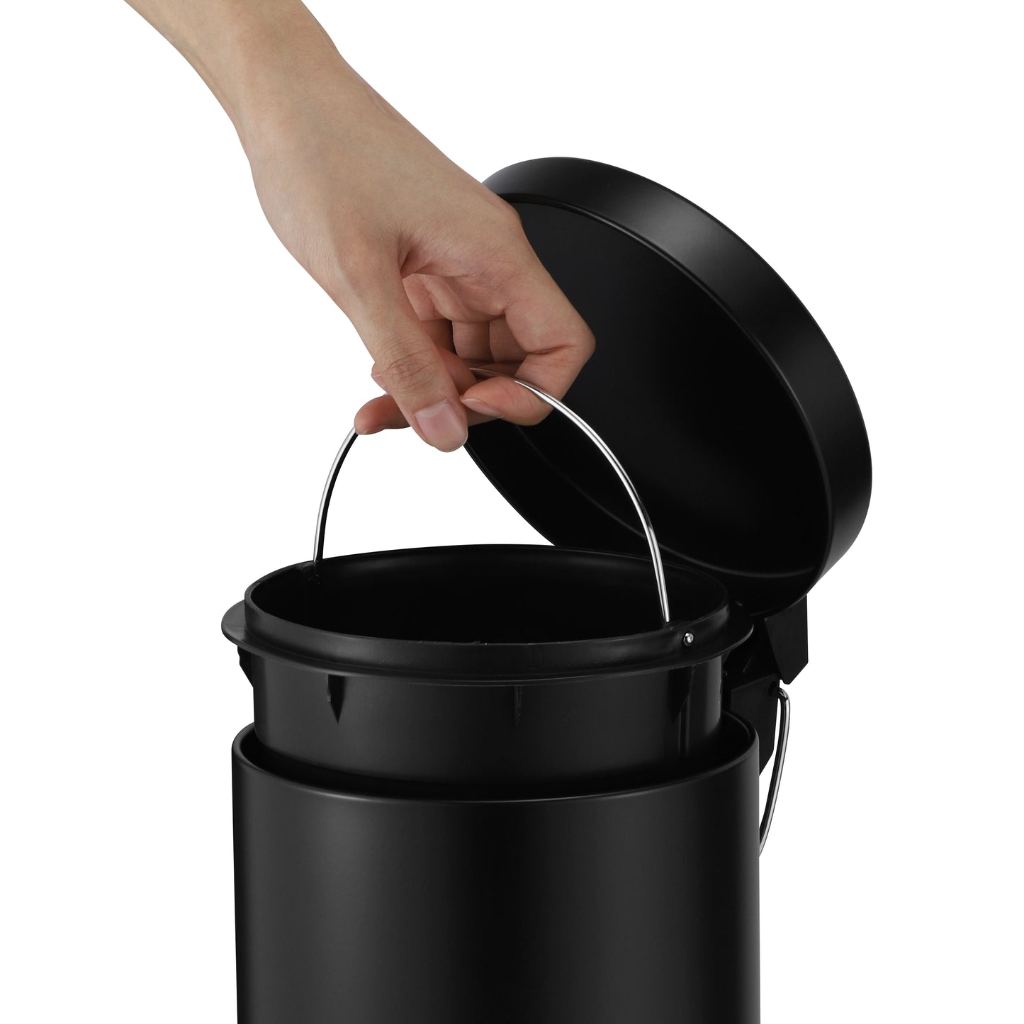 ROMA 3L STEEL PEDAL BIN  - BLACK MATTE