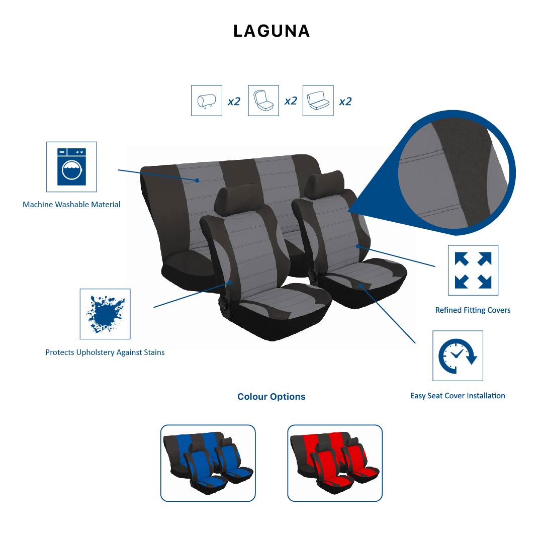 LAGUNA 6PC CAR SEAT COVER SET