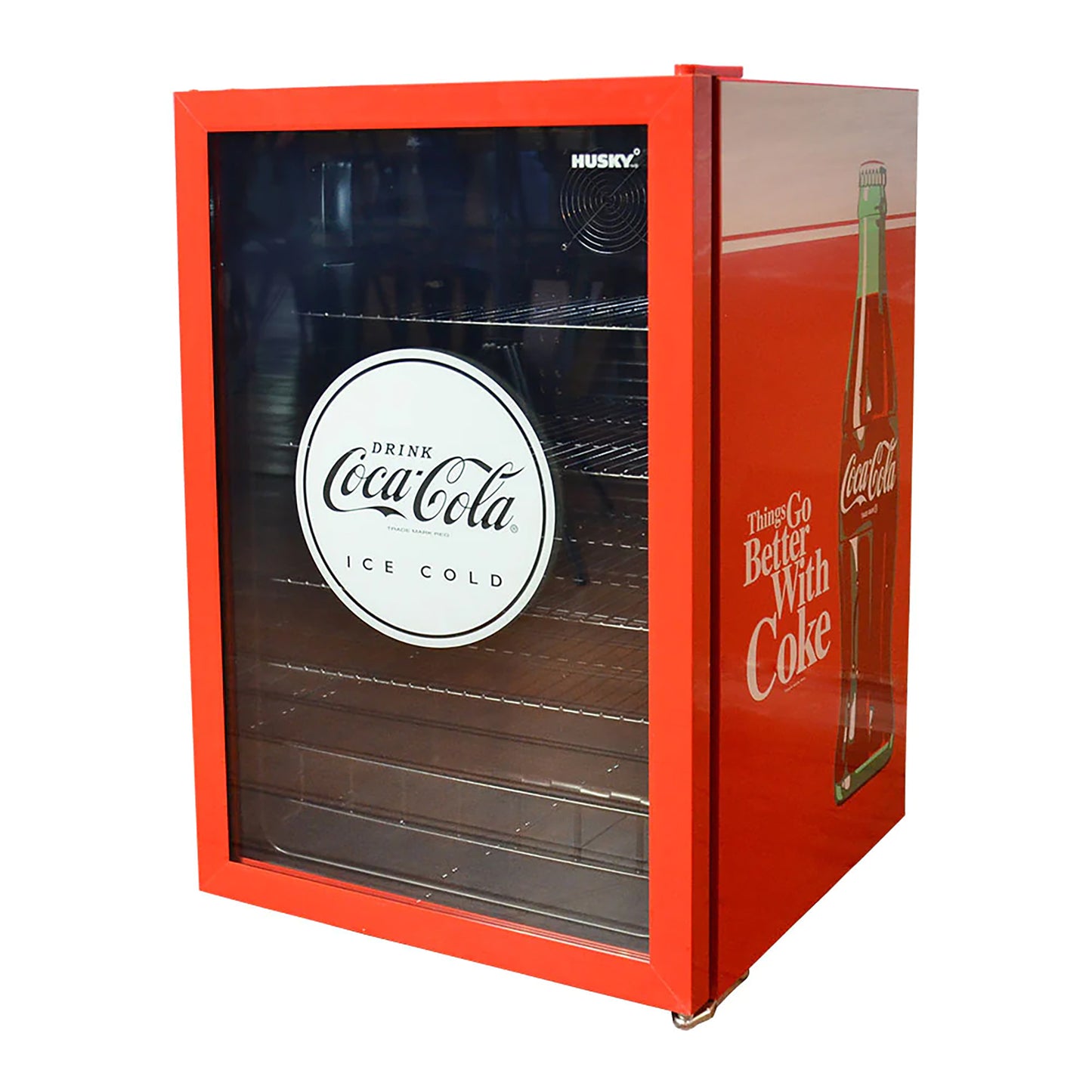 130L UNDER-COUNTER BEVERAGE COOLER - GLASS DOOR - COCA COLA - RED