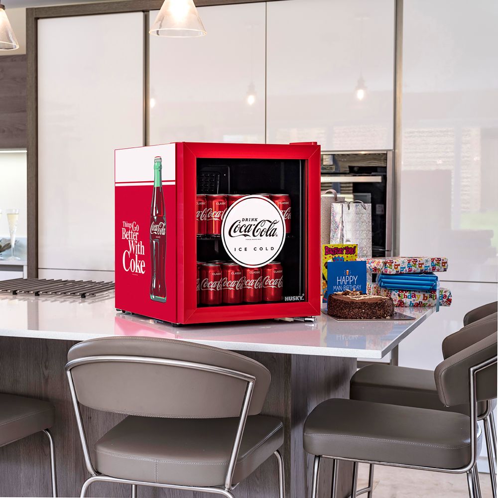 46L COUNTER-TOP BEVERAGE COOLER W/ GLASS DOOR - COCA COLA - RED