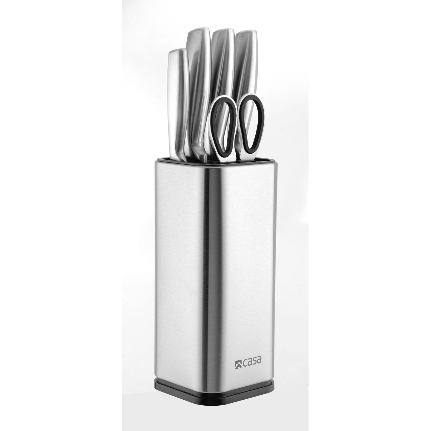 6PC KNIFE SET & BLOCK - STAINLESS STEEL - PALERMO