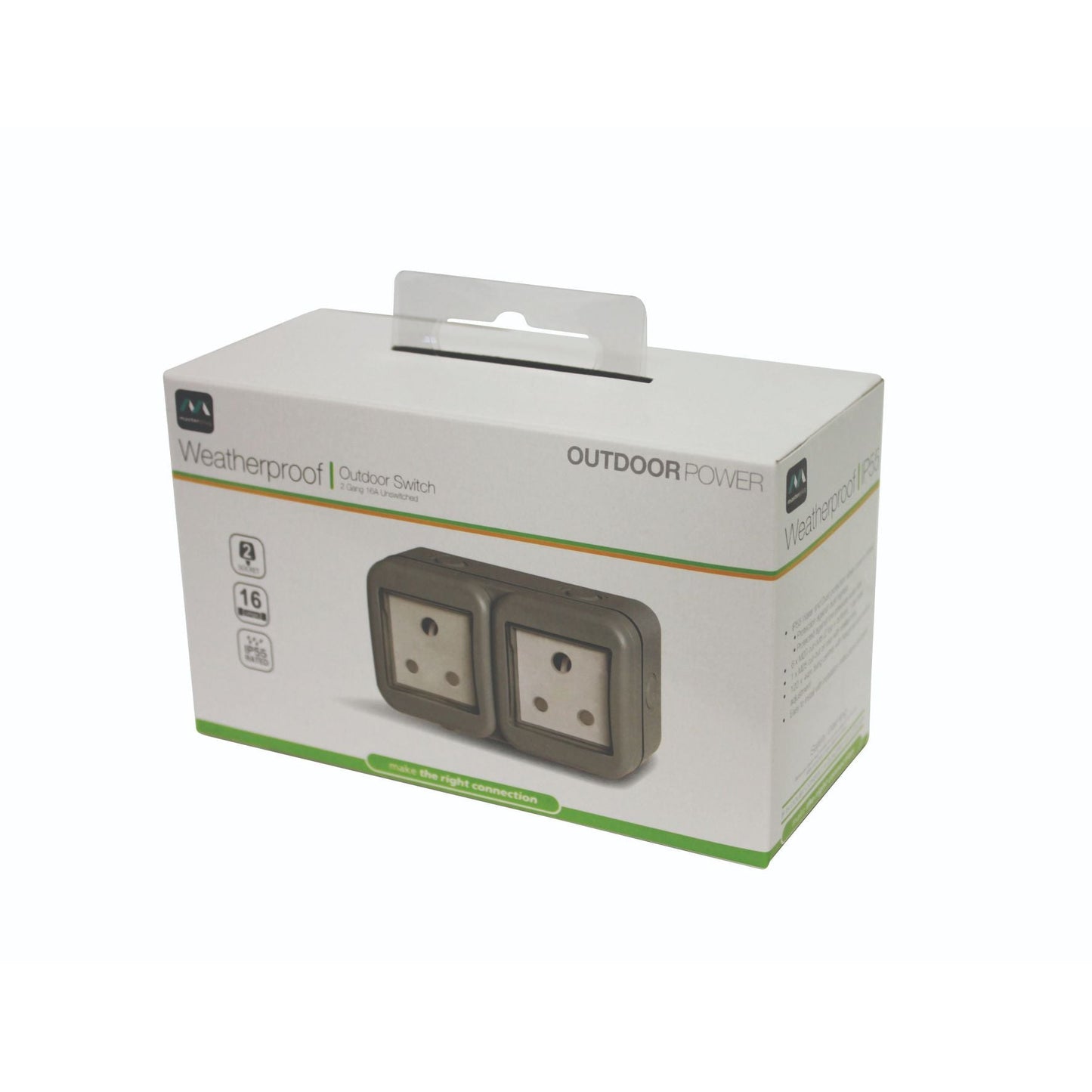 IP55 DOUBLE UNSWITCHED 16A SA OUTDOOR SOCKET (2 X 3 PIN)