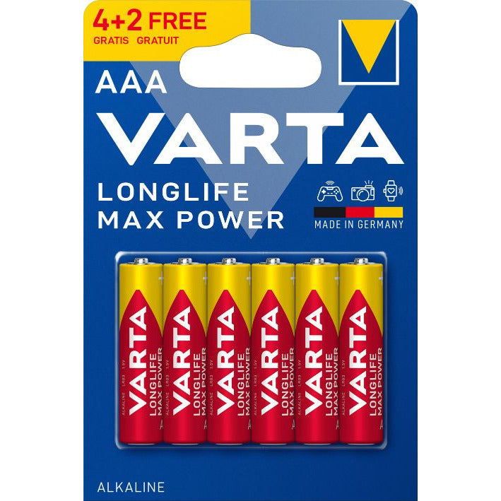 LONGLIFE MAX POWER AAA BATTERIES - 6PC VALUE SET (4+2)