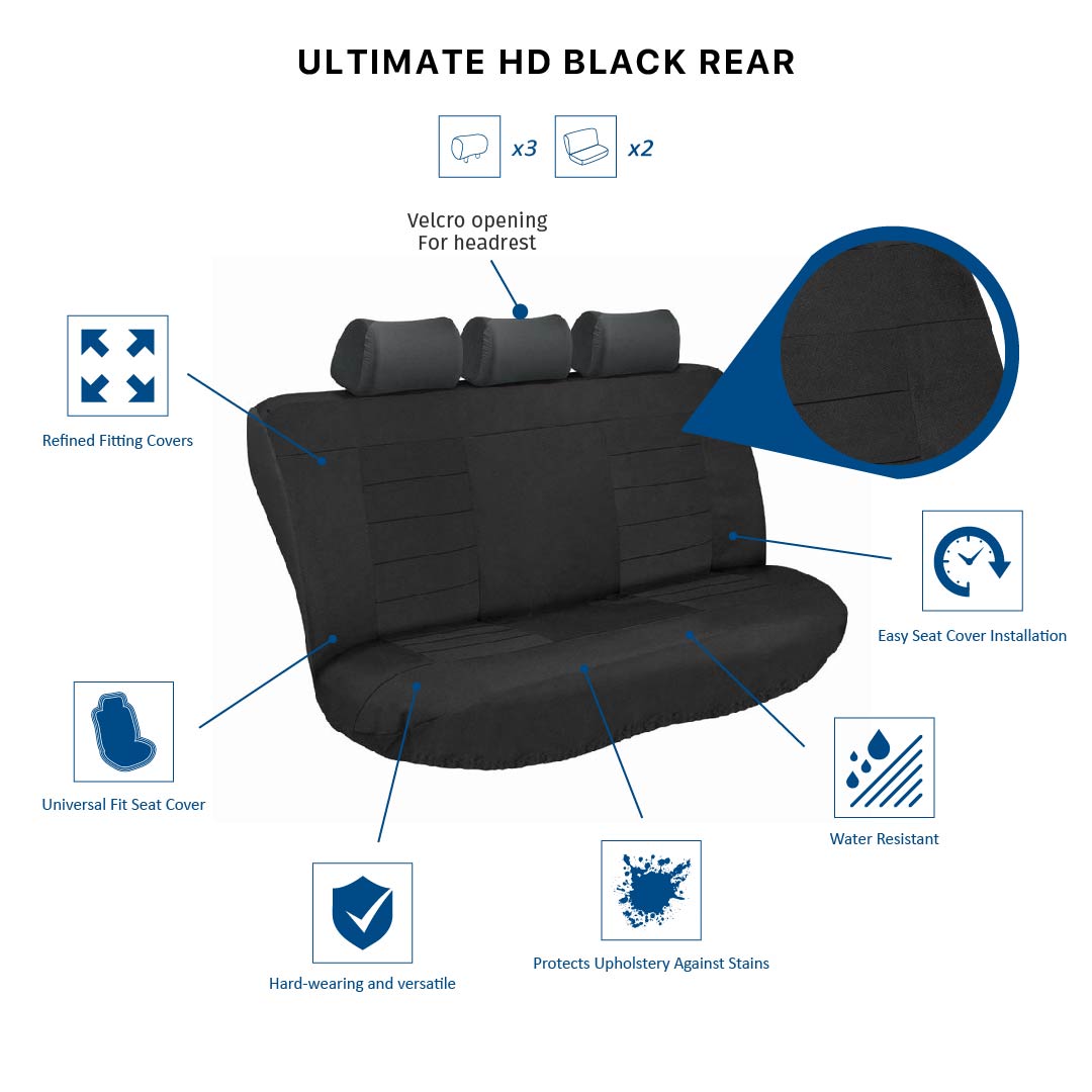 ULTIMATE HD REAR CAR SEAT COVER SET (various colours)